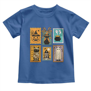 Black Cat Pumpkin Toddler T Shirt Retro Halloween Ghots Cat Stamp TS10 Royal Blue Print Your Wear