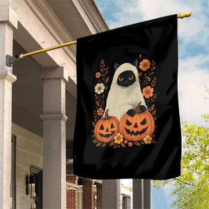 Vintage Halloween Ghost Cat Garden Flag Groovy Floral Cute Black Cat Ghost Fall Pumpkin TS10 Print Your Wear
