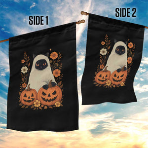 Vintage Halloween Ghost Cat Garden Flag Groovy Floral Cute Black Cat Ghost Fall Pumpkin TS10 Print Your Wear