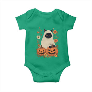 Vintage Halloween Ghost Cat Baby Onesie Groovy Floral Cute Black Cat Ghost Fall Pumpkin TS10 Irish Green Print Your Wear