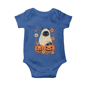 Vintage Halloween Ghost Cat Baby Onesie Groovy Floral Cute Black Cat Ghost Fall Pumpkin TS10 Royal Blue Print Your Wear