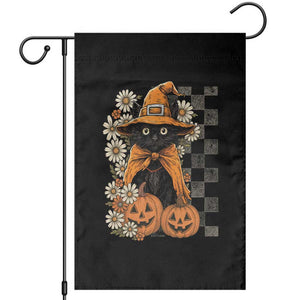 Boho Cat Wild Flowers Garden Flag Vintage Autumn Cozy Black Cat Pumpkin Halloween TS10 Black Print Your Wear