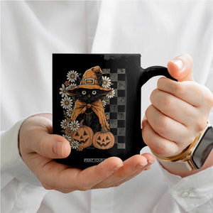 Boho Cat Wild Flowers Coffee Mug Vintage Autumn Cozy Black Cat Pumpkin Halloween TS10 Print Your Wear