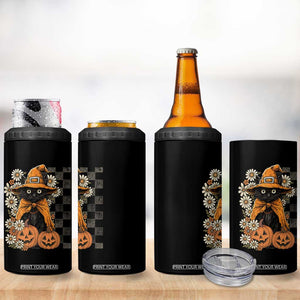 Boho Cat Wild Flowers 4 in 1 Can Cooler Tumbler Vintage Autumn Cozy Black Cat Pumpkin Halloween TS10 Print Your Wear