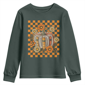 Book Pumpkin Youth Sweatshirt Fall Halloween Book Lover Bookish Gift TS10 Dark Forest Green Print Your Wear