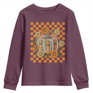 Book Pumpkin Youth Sweatshirt Fall Halloween Book Lover Bookish Gift TS10 Maroon Print Your Wear