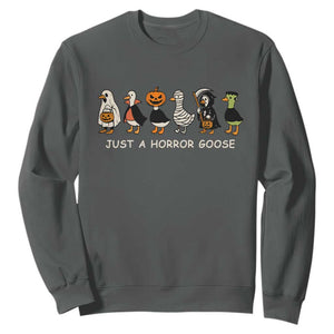Halloween Funny Goose Sweatshirt Spooky Season 90s Horror Movie TS10 Dark Heather Print Your Wear