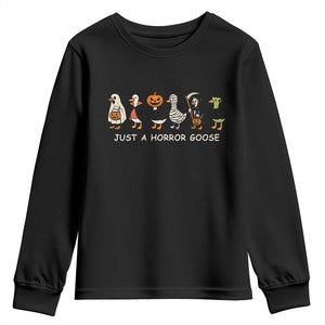 Halloween Funny Goose Youth Sweatshirt Spooky Season 90s Horror Movie TS10 Black Print Your Wear