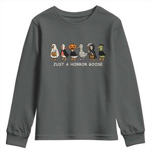 Halloween Funny Goose Youth Sweatshirt Spooky Season 90s Horror Movie TS10 Dark Heather Print Your Wear
