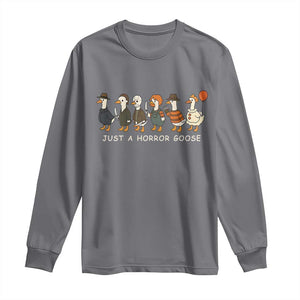 Halloween Funny Goose Costume Long Sleeve Shirt Funny Spooky Season Horror Movie TS10 Charcoal Print Your Wear