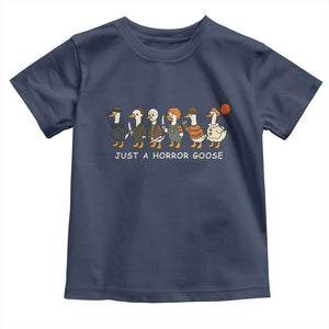 Halloween Funny Goose Costume Toddler T Shirt Funny Spooky Season Horror Movie TS10 Navy Print Your Wear