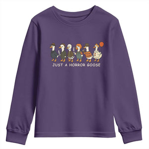Halloween Funny Goose Costume Youth Sweatshirt Funny Spooky Season Horror Movie TS10 Purple Print Your Wear