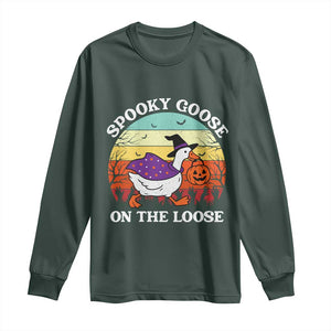 Witchy Silly Goose Long Sleeve Shirt Retro Girly Halloween Spooky Goose Lover TS10 Dark Forest Green Print Your Wear
