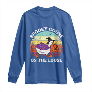Witchy Silly Goose Long Sleeve Shirt Retro Girly Halloween Spooky Goose Lover TS10 Royal Blue Print Your Wear