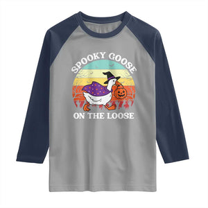 Witchy Silly Goose Raglan Shirt Retro Girly Halloween Spooky Goose Lover TS10 Sport Gray Navy Print Your Wear