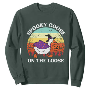 Witchy Silly Goose Sweatshirt Retro Girly Halloween Spooky Goose Lover TS10 Dark Forest Green Print Your Wear