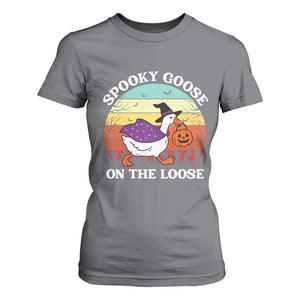 Witchy Silly Goose T Shirt For Women Retro Girly Halloween Spooky Goose Lover TS10 Charcoal Print Your Wear