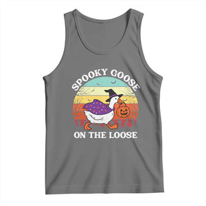 Witchy Silly Goose Tank Top Retro Girly Halloween Spooky Goose Lover TS10 Black Heather Print Your Wear