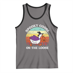 Witchy Silly Goose Tank Top Retro Girly Halloween Spooky Goose Lover TS10 Deep Heather Black Print Your Wear