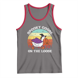 Witchy Silly Goose Tank Top Retro Girly Halloween Spooky Goose Lover TS10 Deep Heather Red Print Your Wear