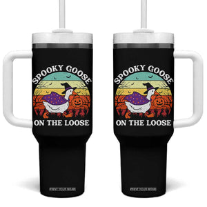 Witchy Silly Goose Tumbler With Handle Retro Girly Halloween Spooky Goose Lover TS10 One Size: 40 oz Black Print Your Wear