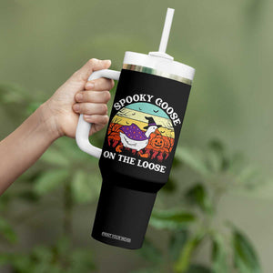 Witchy Silly Goose Tumbler With Handle Retro Girly Halloween Spooky Goose Lover TS10 Print Your Wear