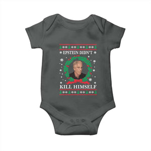 Funny Ugly Christmas Baby Onesie Epstein Didnt Kill Himself TS10 Dark Heather Print Your Wear