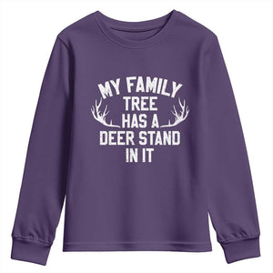 Hunting Youth Sweatshirt My Family Tree Has A Deer Stand In It TS10 Purple Print Your Wear