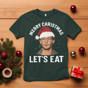 True Crime Ugly Christmas T Shirt Funny Jeffrey Dahmer Merry Xmas Lets Eat TS10 Dark Forest Green Print Your Wear