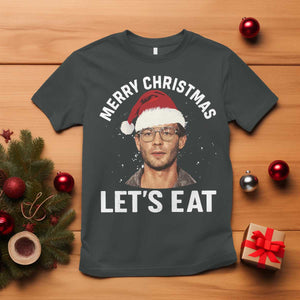 True Crime Ugly Christmas T Shirt Funny Jeffrey Dahmer Merry Xmas Lets Eat TS10 Dark Heather Print Your Wear