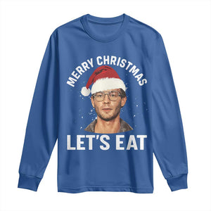 True Crime Ugly Christmas Long Sleeve Shirt Funny Jeffrey Dahmer Merry Xmas Lets Eat TS10 Royal Blue Print Your Wear