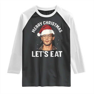 True Crime Ugly Christmas Raglan Shirt Funny Jeffrey Dahmer Merry Xmas Lets Eat TS10 Black White Print Your Wear