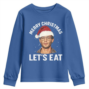 True Crime Ugly Christmas Youth Sweatshirt Funny Jeffrey Dahmer Merry Xmas Lets Eat TS10 Royal Blue Print Your Wear
