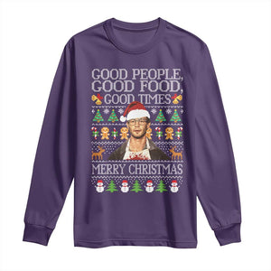 True Crime Ugly Christmas Long Sleeve Shirt Funny Jeffrey Dahmer Good Food Sick Humor TS10 Purple Print Your Wear