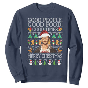 True Crime Ugly Christmas Sweatshirt Funny Jeffrey Dahmer Good Food Sick Humor TS10 Navy Print Your Wear