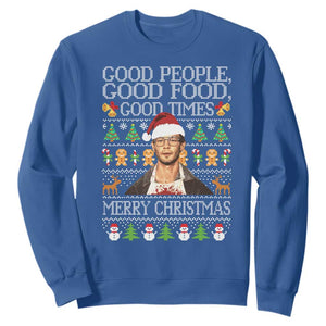 True Crime Ugly Christmas Sweatshirt Funny Jeffrey Dahmer Good Food Sick Humor TS10 Royal Blue Print Your Wear