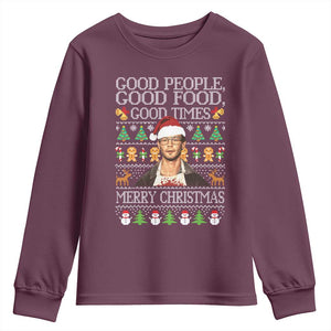 True Crime Ugly Christmas Youth Sweatshirt Funny Jeffrey Dahmer Good Food Sick Humor TS10 Maroon Print Your Wear