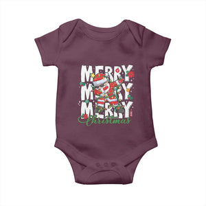 Merry Christmas Santa Baby Onesie Dabbing Santa Xmas Lights TS10 Maroon Print Your Wear