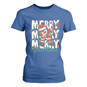 Merry Christmas Santa T Shirt For Women Dabbing Santa Xmas Lights TS10 Royal Blue Print Your Wear