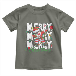 Merry Christmas Santa Toddler T Shirt Dabbing Santa Xmas Lights TS10 Military Green Print Your Wear