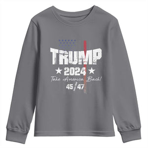 Trump 2024 Youth Sweatshirt American Flag Vote President Republican Gifts TS10 Charcoal Print Your Wear