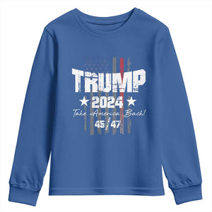 Trump 2024 Youth Sweatshirt American Flag Vote President Republican Gifts TS10 Royal Blue Print Your Wear