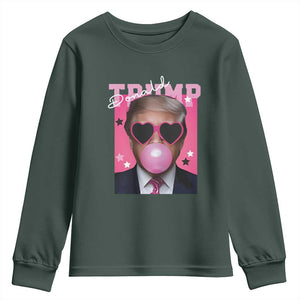 Funny Trump 2024 Youth Sweatshirt Pink Bubble Gum TS10 Dark Forest Green Print Your Wear