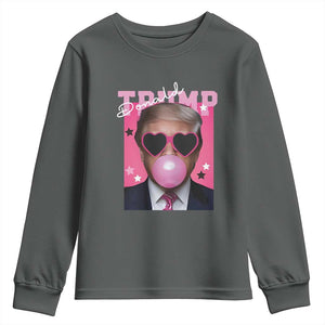 Funny Trump 2024 Youth Sweatshirt Pink Bubble Gum TS10 Dark Heather Print Your Wear