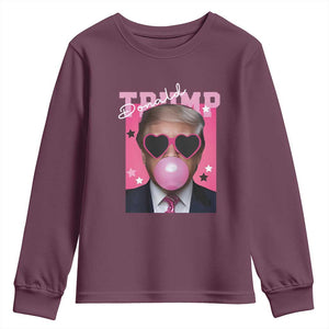 Funny Trump 2024 Youth Sweatshirt Pink Bubble Gum TS10 Maroon Print Your Wear