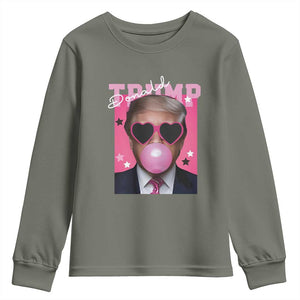 Funny Trump 2024 Youth Sweatshirt Pink Bubble Gum TS10 Military Green Print Your Wear