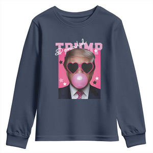 Funny Trump 2024 Youth Sweatshirt Pink Bubble Gum TS10 Navy Print Your Wear