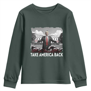 Donald Trump 2024 Youth Sweatshirt Take America Back Red Wave TS10 Dark Forest Green Print Your Wear