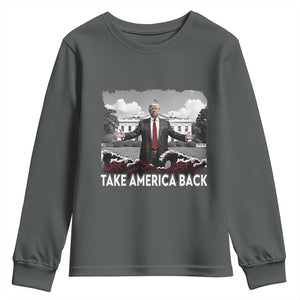 Donald Trump 2024 Youth Sweatshirt Take America Back Red Wave TS10 Dark Heather Print Your Wear