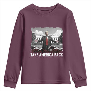 Donald Trump 2024 Youth Sweatshirt Take America Back Red Wave TS10 Maroon Print Your Wear